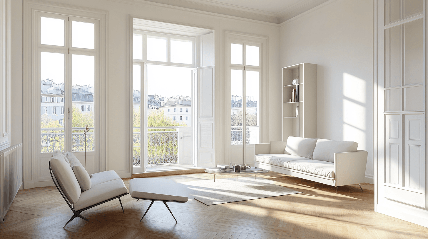 Salon moderne après rénovation complète